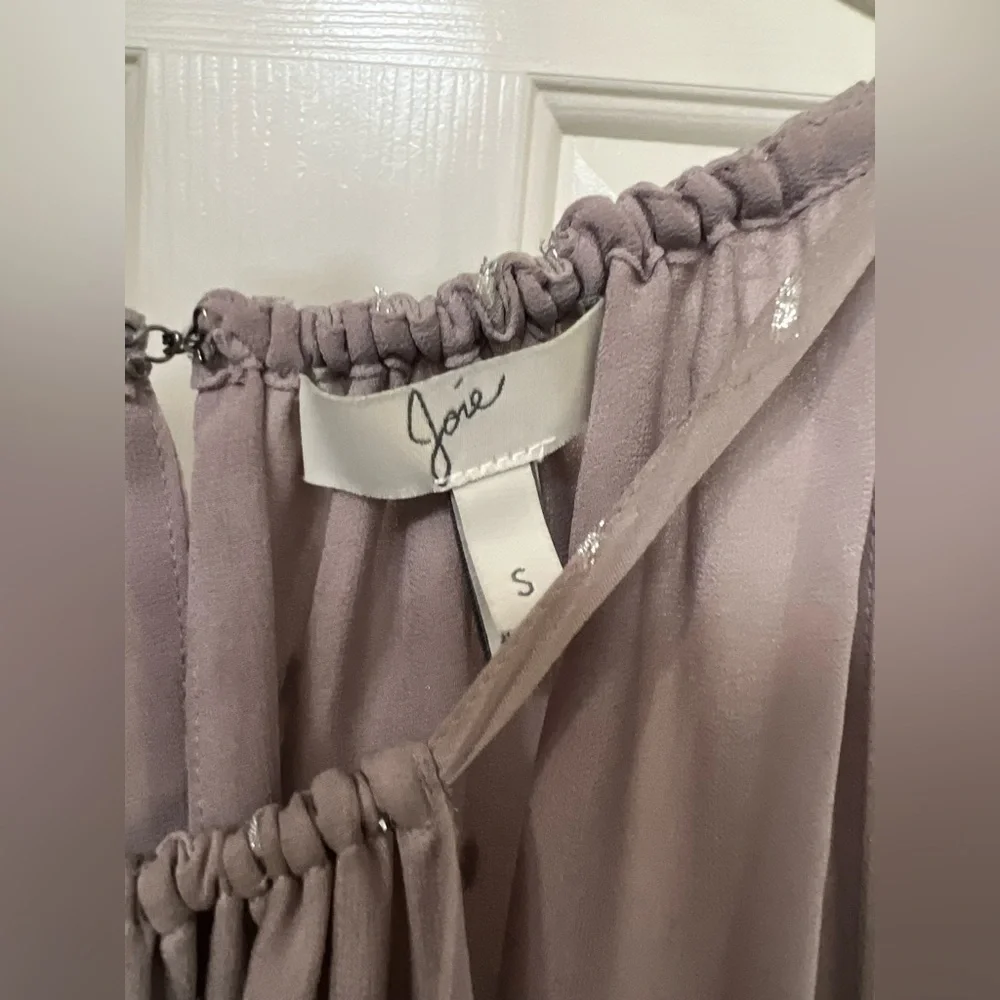 Joie Silver Gray Halter Top Metallic Detailing Chiffon ikat tiered look - Picture 3 of 3